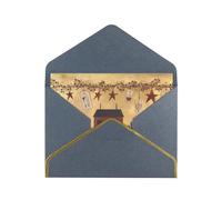Beige Brown House And Fruit Print Horizontal Gold-Edged Pearl Greeting Card W/Envelope-Holiday,Birthday,Anniversary,Party(2pcs)