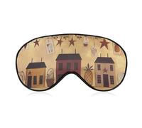 Beige Brown House and Fruit Sleep Mask with Adjustable Strap, Comfortable & Soft Eye Mask for Sleeping Light Blocking, Lightweight & Breathable Eye Cover for Men Women