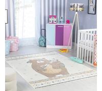 Beige Brown Modern Washable Rug, Animal Pictorial Anti Slip Rug The Rug Shop UK Beige 120cm x 170cm
