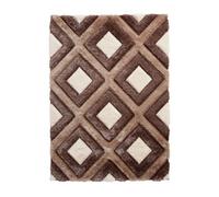 Beige Brown Shaggy Rug, 40mm Thickness Geometric Rug, Modern Rug For Bedroom, Living Room, & Dining Room-160Cm X 220Cm