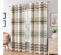 Beige Brown Tartan Curtains, Rustic Check Buffalo Plaid Home Decor for Bedroom Living Room Blackout Curtains, Thermal Eyelet Window Drapes, 2 Panels 90 Drop, 66x90 (W x L) L-C&56