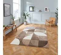 (Beige / Brown) Think Rugs Matrix MT63 Hand Carved High Density Pile Rug