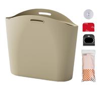 (Beige) Car Backseat Organizer | Silicone Car Waste Bag,Car Dustbin, Garbage Organizer, Multipurpose Storage Pocket for Umbrella, Water Bottle, Snack
