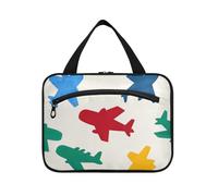 Beige Cartoon Airplane Silhouette Hanging Mens Travel Bag Toiletry with Hook, Designer Chic Toiletry Bag for Travel Accessories Camping organizador de maquillaje para L