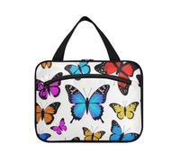 Beige Cartoon Butterfly Silhouette Hanging Bag for Women with Hook, Designer Collapsible Cosmetic Organizer for Cruise Travel Work cartera para maquillaje L