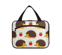 Beige Cartoon Fruit Hedgehog Silhouette Hanging toiletries Travel Bag Women with Hook, Designer Multifunctional Bag for Makeup for Accessories Must Haves Gym estuche para brochas maquillaje L