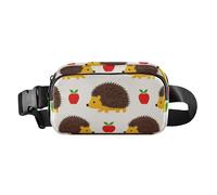 Beige Cartoon Fruit Hedgehog Silhouette Stylish Waist Pack Crossbody Bag for Women Men Teenagers Small Zipper Fanny Pack Sling Bag with Adjustable Strap for Travel Shopping Running, Beige cartoon