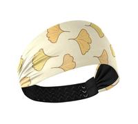 Beige Cartoon Ginkgo Biloba Leaves Non-Slip thick headband Elastic hairband for washing face Gym Football Workouts