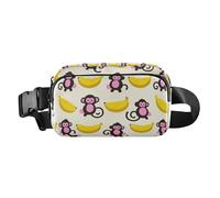 Beige Cartoon Monkey Banana Silhouettes Fashion Waist Bag Fanny Pack for Men Women Large Capacity Crossbody Sport Bag with Adjustable Strap for Workout Running Hiking