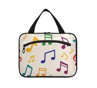 Beige Cartoon Music Symbol Silhouette Hanging Toiletry Bag for Men with Hook, Designer Multifunctional Snack Bag for Women Must Backpacking envase para Perfume de L