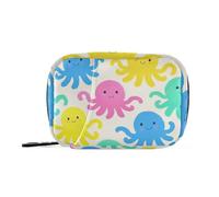 Beige Cartoon octopodes Silhouette Medicine Bags with Detachable Compartments Attachable Pill Organizer 2 Times a Day for Purse