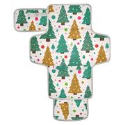 Beige Cartoon Polka Dot Christmas Tree Silhouette Reusable wipeable Changing pad with Tissue Pocket Portable Diaper Changing pad with Built-in Pillow cambiador de pa?ales para Bebes