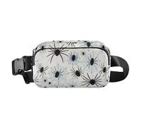 Beige Cartoon Spider Web Silhouettes Fashionable Fanny Waist Pack for Women Men Multipurpose Cross Body Bag Belt Pack with Adjustable Strap for Shopping Sports Work