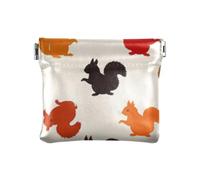 Beige Cartoon Squirrel Silhouette Women's Leather Coin Change Purse Cute Mini Purse Wallet for Lady, Beige cartoon squirrel silhouette, One Size, Print Art