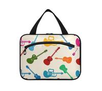 Beige Cartoon Violin Silhouette Hanging Travel kit with Hook, Designer Essential Makeup Bag for car for Trip Essentials Cruises Porta cosmeticos Mujer para cartera L