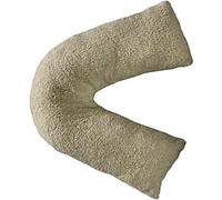 (Beige, Case Only) Teddy V Shaped Pillow Case Super Soft Warm & Cosy