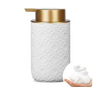 Beige Ceramic Foam Soap Dispenser with Gold Pump - Refillable for Kitchen & Bathroom, 12 Oz for Soap, Sanitizer, Shower Gel, Hand Wash