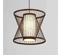 Beige Chandelier Japanese Style Pastoral Ceiling Light Shade, Bamboo Light with Wood Canopy Modern Double-Layer Ceiling Light Creative Pendant Fixture Shades