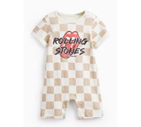 Beige Checkerboard Rolling Stones Print Romper 2-3 years