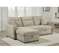 Beige Chenille Fabric 1C2 Corner Sofabed With Storage Archie
