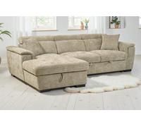 Beige Chenille Fabric 1C2 Corner Sofabed With Storage Wilson