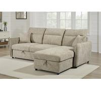 Beige Chenille Fabric 2C1 Corner Sofabed With Storage Archie