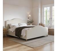 Beige Chenille Super King Side-Lift Ottoman Storage bed with Legs - Marie