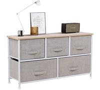 (Beige) Chest of Drawers, 5 Fabric Drawers Storage Unit