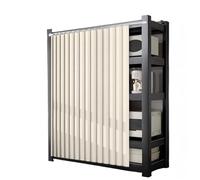Beige Closet Curtain for Kitchen & Dressing - Self-Adhesive Sliding Fabric Noise-Free Tool-Free Installation Thick Linen-Like Material (120 * 150cm)
