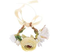 Beige Cloth Flower Headband Pet Floral Crown Headwear