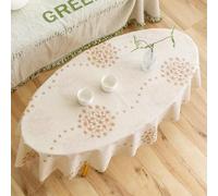 Beige Coffee Table Tablecloth Floral Tablecloth with Printed Wipeable Easy to Clean Table Cover for Living Room Balcony Rustic Holiday Party 90x120cm