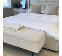Beige Corduroy Ottoman Storage Blanket Box - Roman