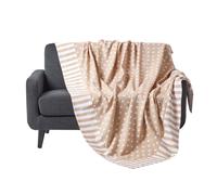 Homescapes Cotton Stars And Stripes Decorative Beige Sofa Throw
