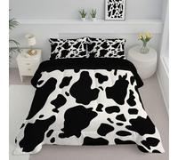 Beige Country Style Cow Pattern Double Duvet, Reversible Coverless Simple Animal Duvet, Anti Allergy Bed Quilt For All Seasons - 1 Soft Washable Comforter Bedding With Pillowcases