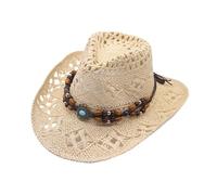 Beige Cowboy Hat, Cowgirl Hat Women/Mens, Wide Brim Straw Cowboy Hats, Breathable Hollow Out Western Sunhat for Women, Summer Beach Accessory for Travel Holiday, Summer Hats for Women