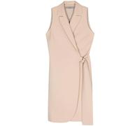 Beige Crepe Wrap Midi Dress L