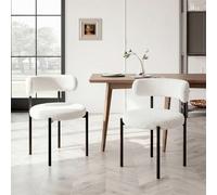 Beige Curved Chairs Thick Boucle Set