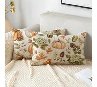 Beige Cushion Covers 30 x 60 cm Pumpkin Sofa Cushions 2 Pack Rectangle Cushion Covers Velvet Throw Pillow Double Sided Printing Outdoor Cushions for Living Room Bedroom Bed Garden Autumn Decor 2s-997