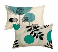 Beige Cushion Covers 40 x 70 cm Sofa Cushions Set of 2 Outdoor Cushions Abstract Linen Cushion Covers with Invisible Zipper Decorative Pillows for Garden Patio Bench Balcony Bed Autumn Decor 2m-799