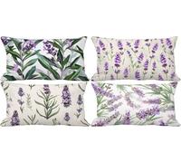 Beige Cushion Covers 40 x 70 Outdoor Cushions Soft Set of 4 Rectangle Decorative Pillows Cover Flower Pattern Design with Smooth Invisible Zip for Livingroom Sofa Home Decor, Gifts for Women w-q5W