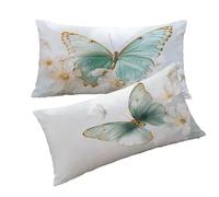 Beige Cushion Covers 40x70cm Flowers Pillow Cases 2 Pack, Soft and Breathable linen Sofa Cushions With Invisible Zipper Machine Washable for Bedroom Decor, living Room Decor, Gifts for Women T0T331