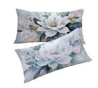 Beige Cushion Covers 40x80cm Flowers Pillow Cases 2 Pack, Soft and Breathable linen Sofa Cushions With Invisible Zipper Machine Washable for Bedroom Decor, living Room Decor, Gifts for Women T0T943