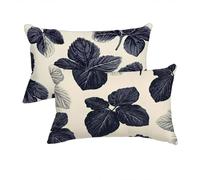 Beige Cushion Covers 50 x 70 cm, Outdoor Cushions Waterproof Linen Pillowcases, Rectangle Cushion Covers Set of 2, Decorative Pillow cases Leaves Pattern, Home Decoration, Garden, Sofa, Gifts -8773