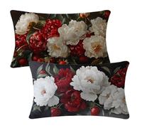 Beige Cushion Covers 50 x 80 cm Sofa Cushions Set of 2 Outdoor Cushions Red Velvet Cushion Covers with Invisible Zipper Autumn Decorative Pillows for Garden Patio Bench Balcony Bed Room Decor 2m-551