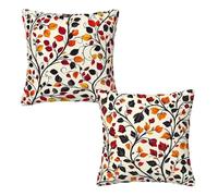 Beige Cushion Covers 50cm x 50cm, Rattan Cushions Cover Pack of 2, Velvet Sofa Cushions Covers, Decorative Pillows Double Sided Printing with Invisible Zipper for Sofa Bed, Autumn Decorations Q-40