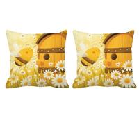 Beige Cushion Covers 50x50cm Outdoor Cushions Waterproof Velvet Square Throw Pillow Covers with Invisible Zipper Decorative Pillows for Sofa Patio Bench Garden Autumn Decorations,Set of 2 Flower -T896