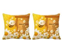 Beige Cushion Covers 50x50cm Outdoor Cushions Waterproof Velvet Square Throw Pillow Covers with Invisible Zipper Decorative Pillows for Sofa Patio Bench Garden Autumn Decorations,Set of 2 Flower -T836