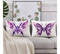 Beige Cushion Covers 60 x 80 cm Sofa Cushions Set of 2 Outdoor Cushions Purple Velvet Cushion Covers with Invisible Zipper Autumn Decorative Pillows for Garden Patio Bench Balcony Bed Room Decor 2m-77