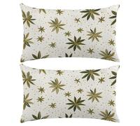 Beige Cushion Covers 70 x 90 cm Set of 2 Sofa Cushions Linen Decorative Pillows Throw Pillow Covers 28 x 36 Inch Green Leaf Pillowcases for Sofa Couch Livingroom Bedroom with Invisible Zipper (XY335)