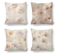 Beige Cushion Covers, Large Cushions 60x60 cm Set of 4, Soft Wrinkle-Free Velvet Flower Cushion Covers for Sofa Garden Outdoor Cushions Decorative Pillows, Cooling Pillow Cases for Summer Fall K-786